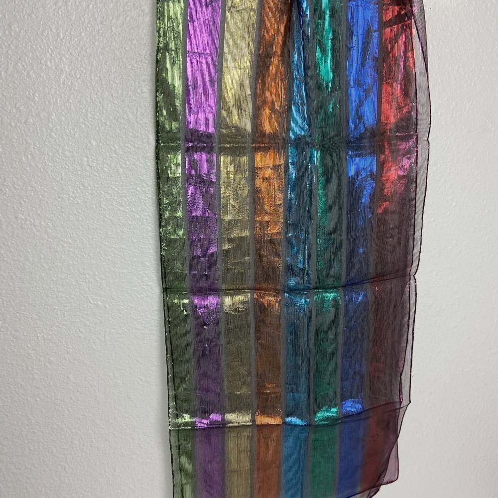 Glamor Vintage Shiny Gold Metallic Scarf / Bow Nylon Lurex
